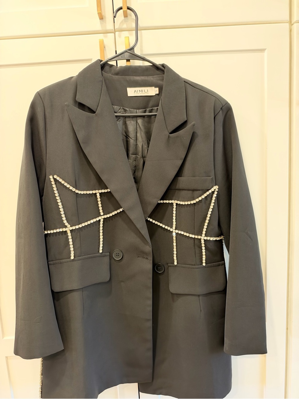 Black Pearl-Embellished Women's Blazer